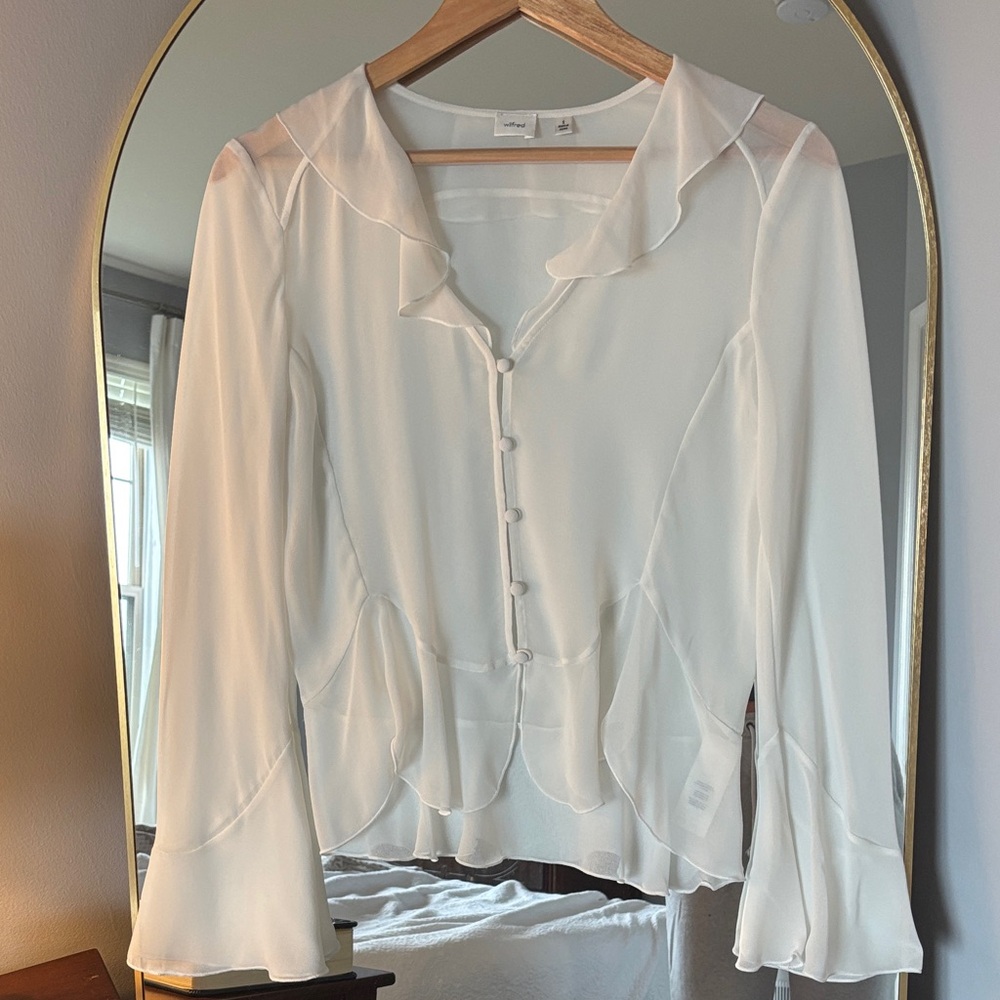 ARITZIA Wilfred Cream Ruffled Blouse
